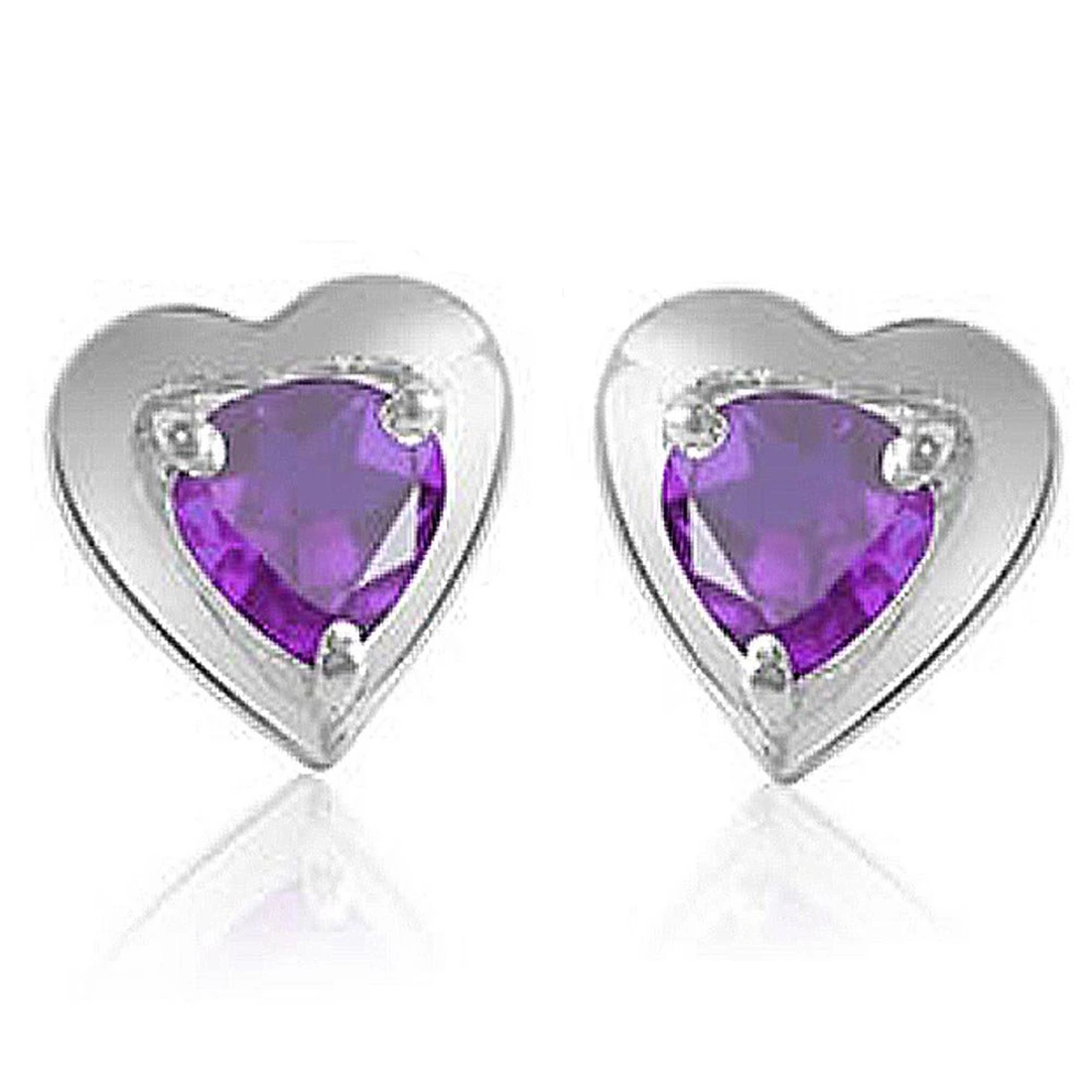 Heart Shape Purple Amethyst Pendant & Earring Set with Silver finished Chain for Women (SDS117)