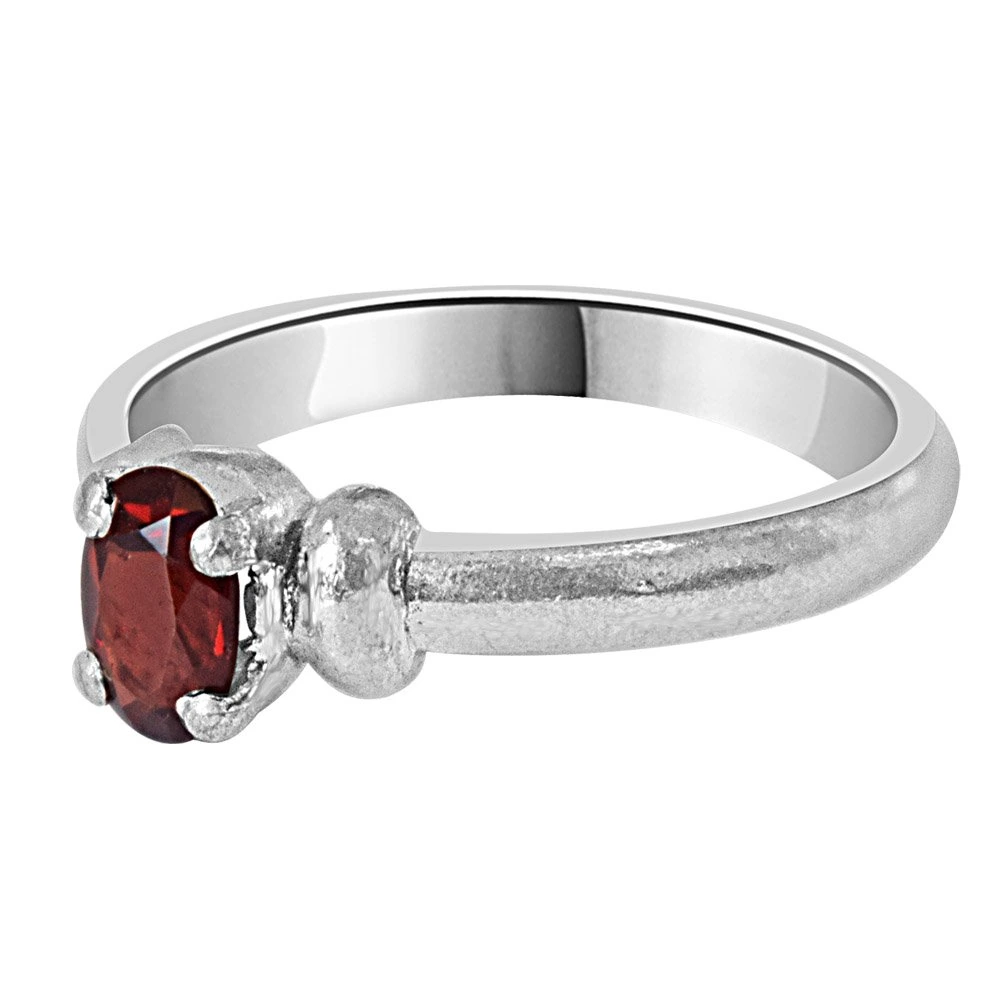 Oval Garnet Silver Ring - Navratna+Gemstone