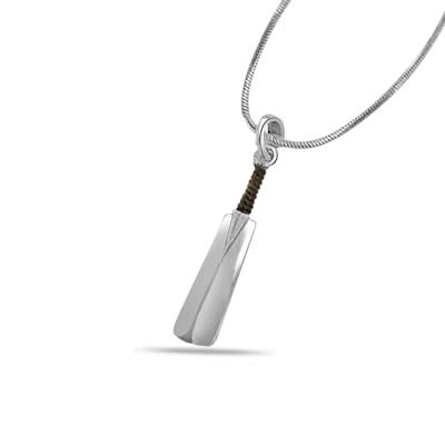 Cricket Bat shape Sterling Silver Pendant with Silver Finished Chain for Boys (SDS138)