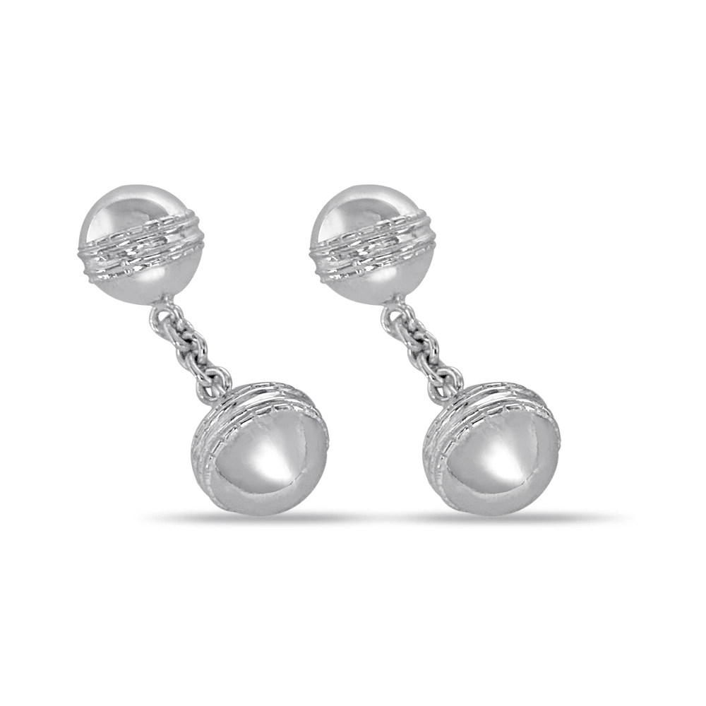 Silver Cricket Ball Cufflinks