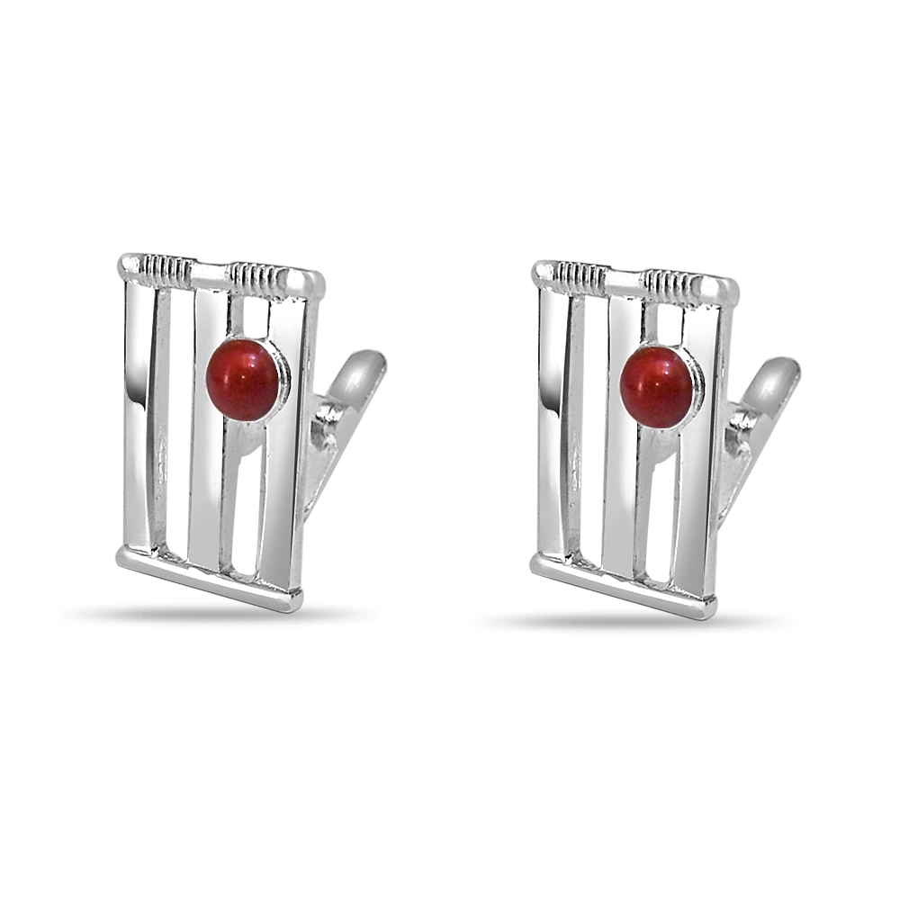 Cricket Stumps and Ball Cufflinks in Sterling Silver for Men (SDS140)