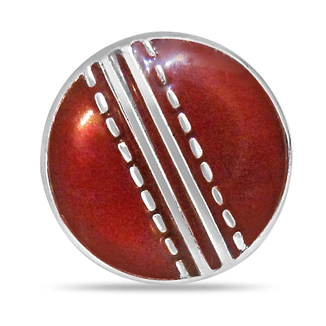 Season Cricket Ball Cufflinks with Red Enamel set in Sterling Silver for Men (SDS141)