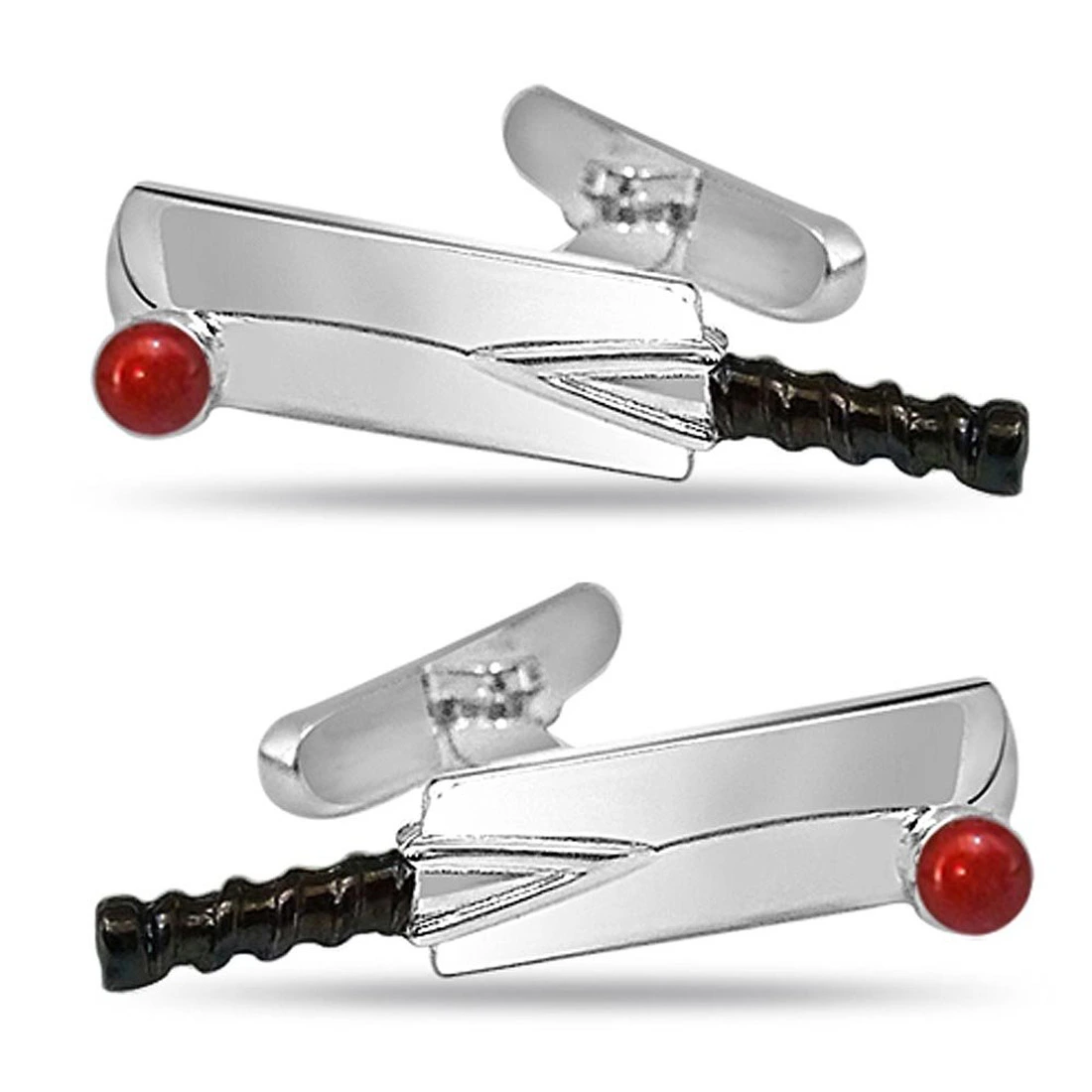 Cricket Bat Ball Cufflinks In Silver (SDS142)