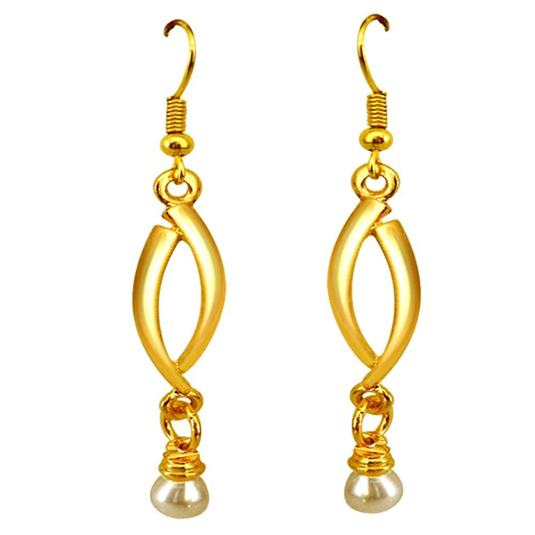 Sensual Pearl Set - Natural Real Pearl & Gold Plated Pendant & Earring Set Jewellery (SDS144)