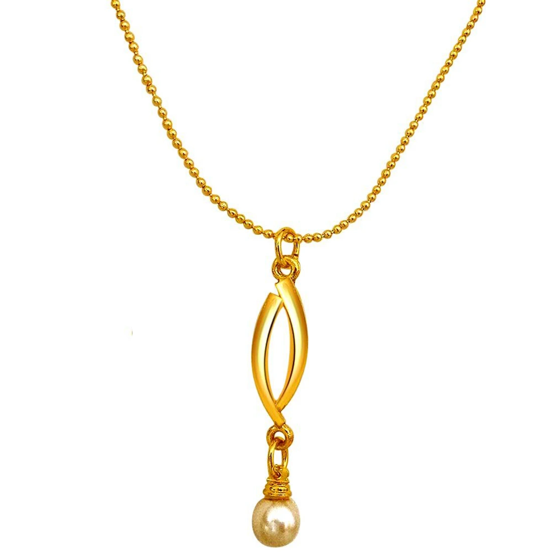 Sensual Pearl Set - Natural Real Pearl & Gold Plated Pendant & Earring Set Jewellery (SDS144)