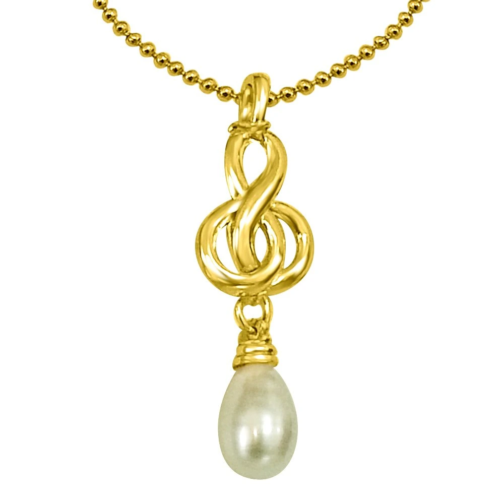 Fancy Freshwater Pearl & Gold Plated Pendants With Chain & Matching Studs (SDS151)