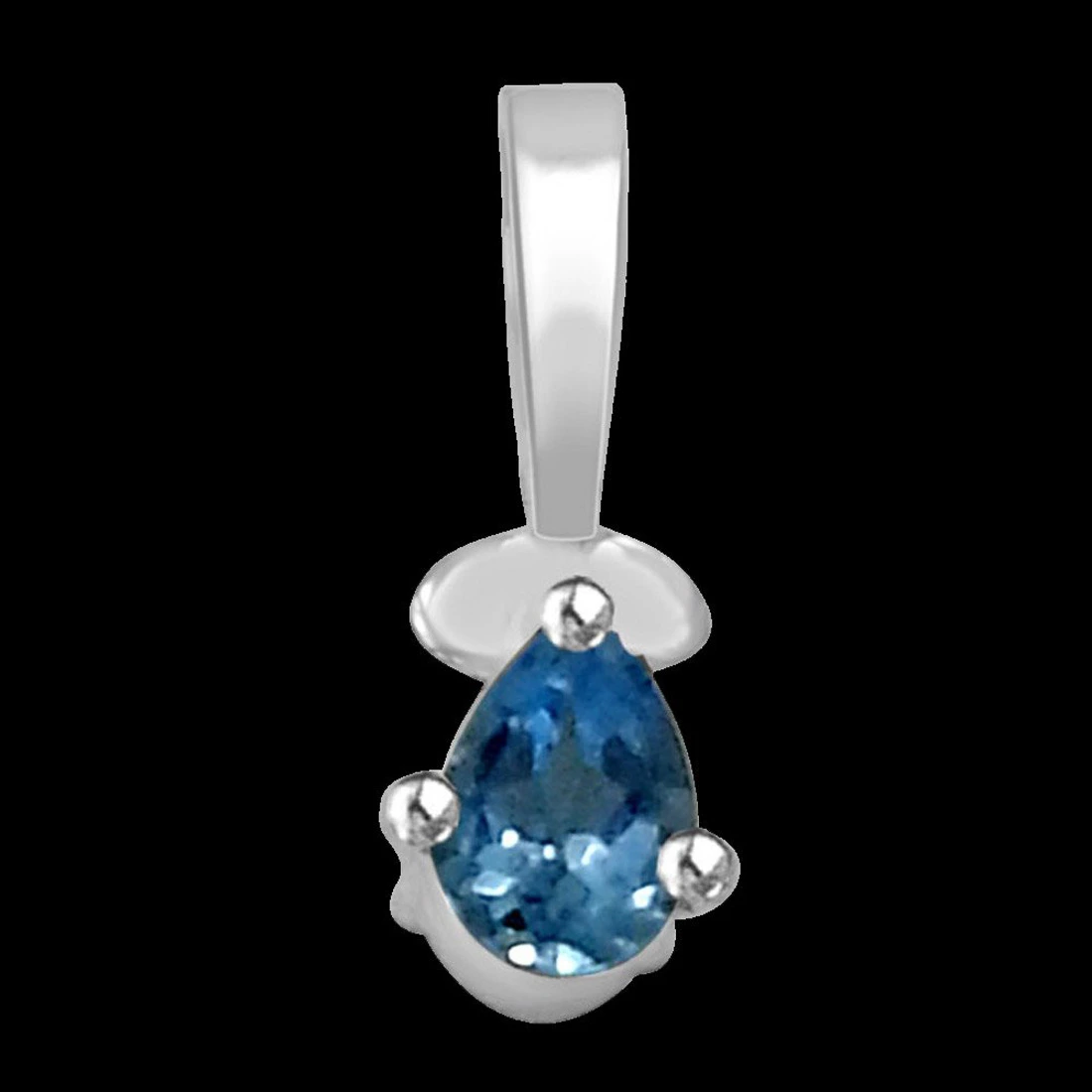 Pear shape Blue Topaz & Sterling Silver Pendant for Girls (SDS152)