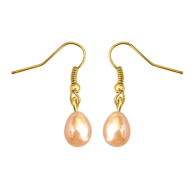 Peach Coloured Freshwater Pearl Pendants & Earrings Set (SDS154)