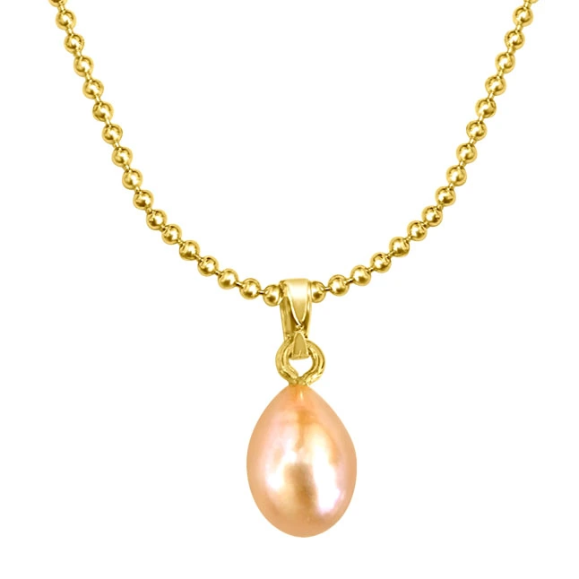 Peach Coloured Freshwater Pearl Pendants & Earrings Set (SDS154)