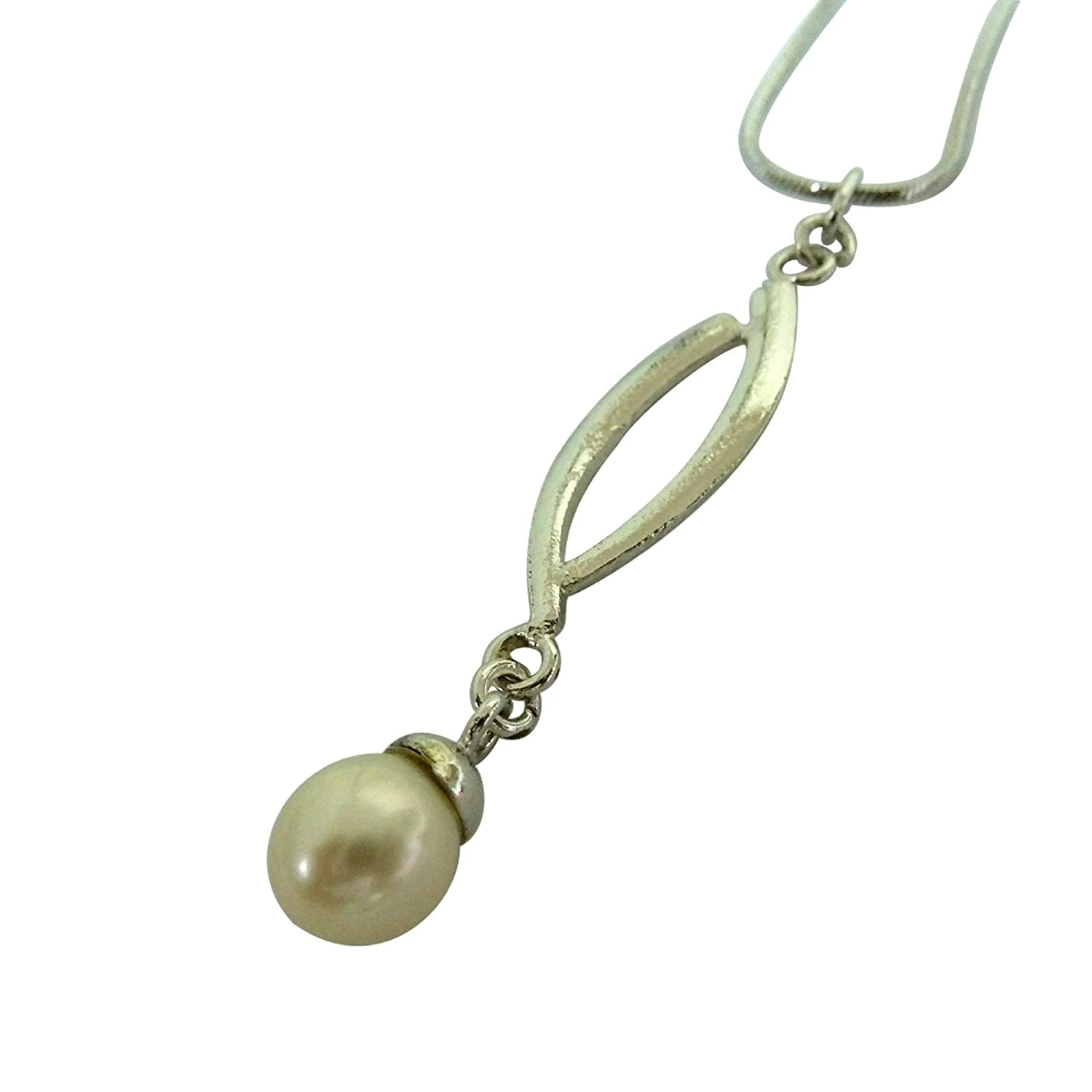 4.00 cts Real Drop Pearl & Silver Plated Pendant with 16 IN chain (SDS161)