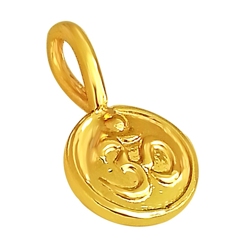 OM Shaped Gold Plated Sterling Silver Pendant with Gold Plated Chain for All (SDS190)