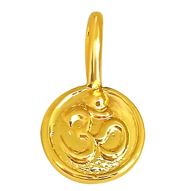 OM Shaped Gold Plated Sterling Silver Pendant with Gold Plated Chain for All (SDS190)