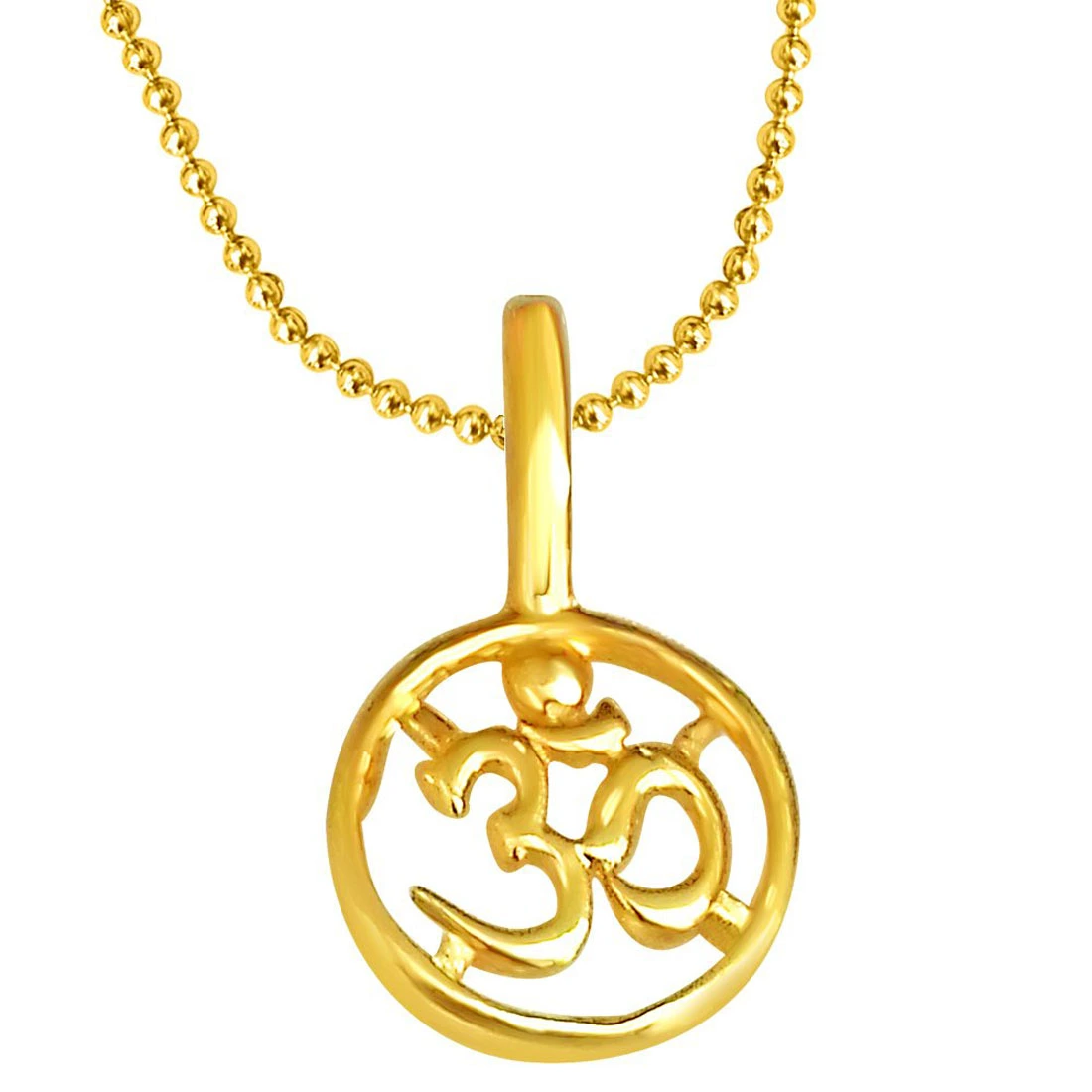 OM Shaped Gold Plated Pendant in Sterling Silver with Gold Plated 22 IN Chain (SDS191)