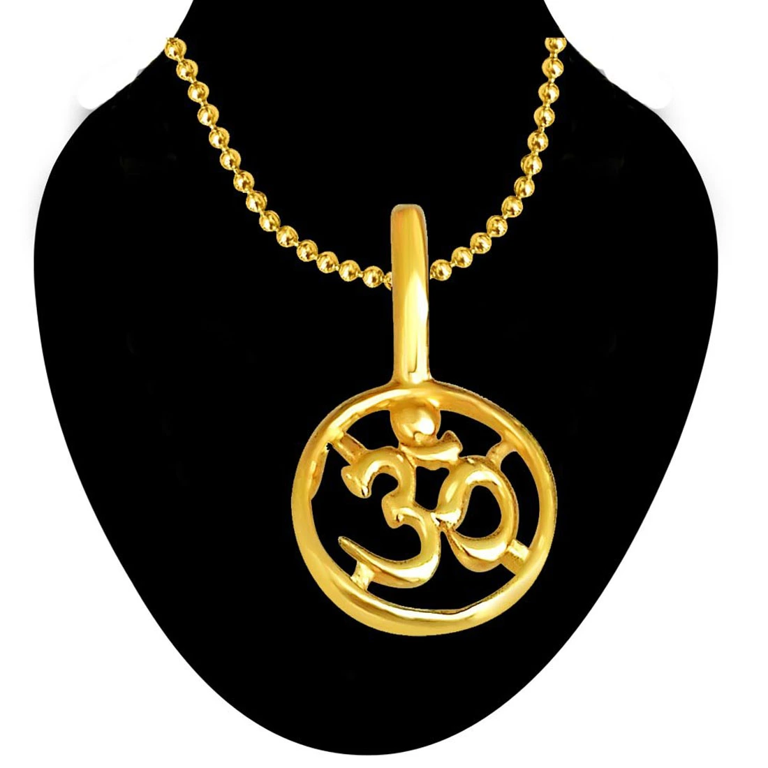 OM Shaped Gold Plated Pendant in Sterling Silver with Gold Plated 22 IN Chain (SDS191)