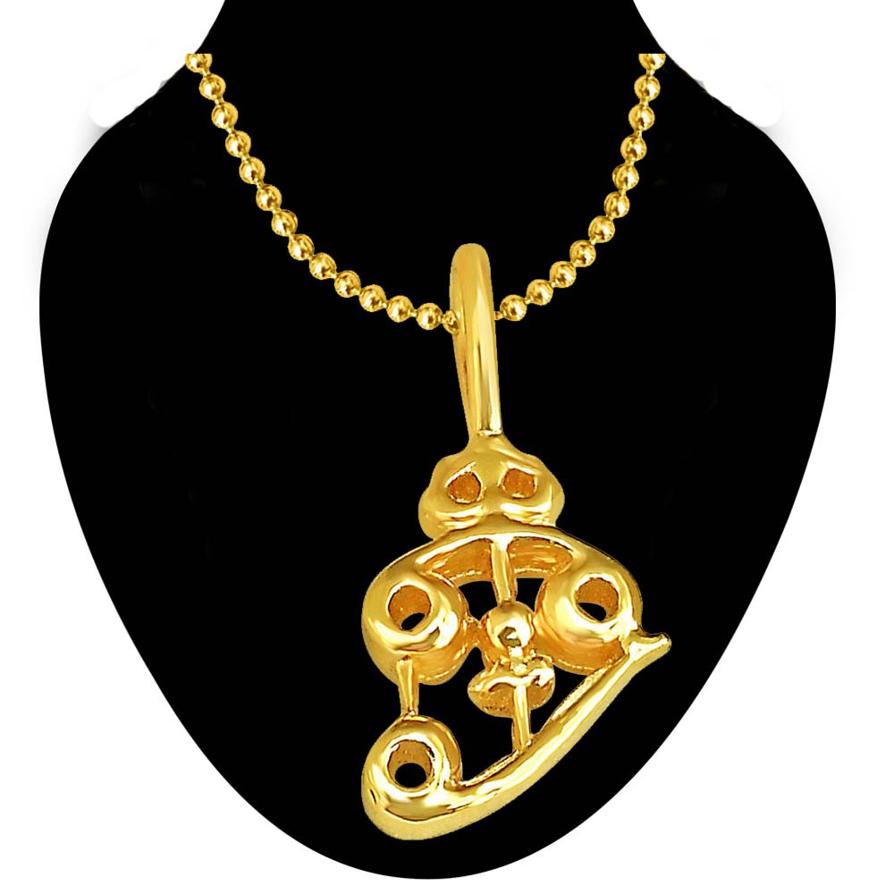 Shiva's Trishul Religious Gold Plated Pendants In Sterling Silver With