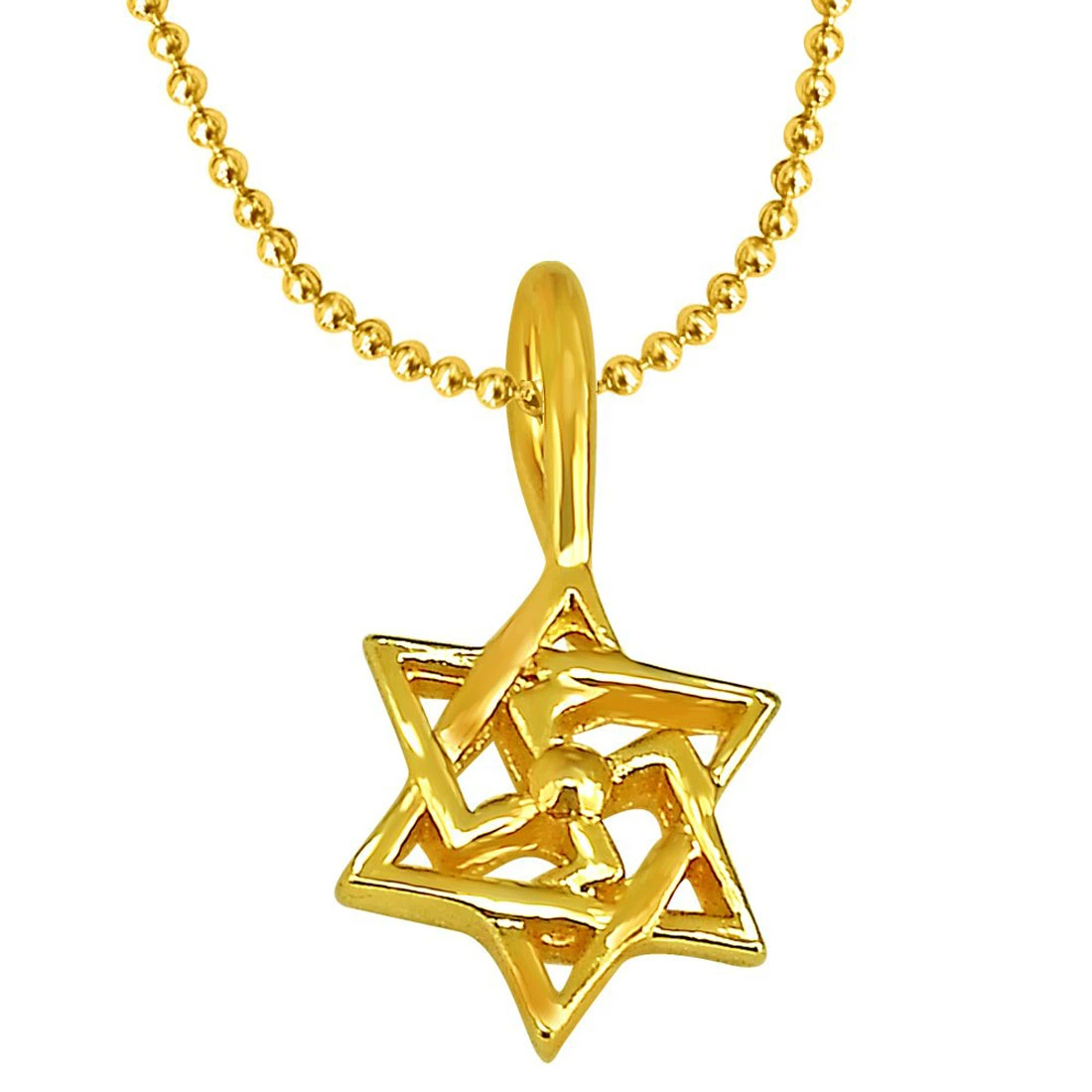 Swastik Shaped Gold Plated Sterling Silver Pendant with Gold Plated Chain for All (SDS193)