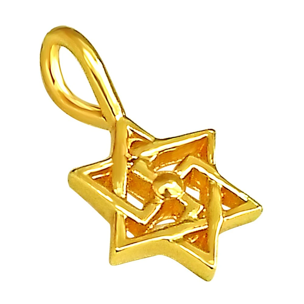 Swastik Shaped Gold Plated Sterling Silver Pendant with Gold Plated Chain for All (SDS193)