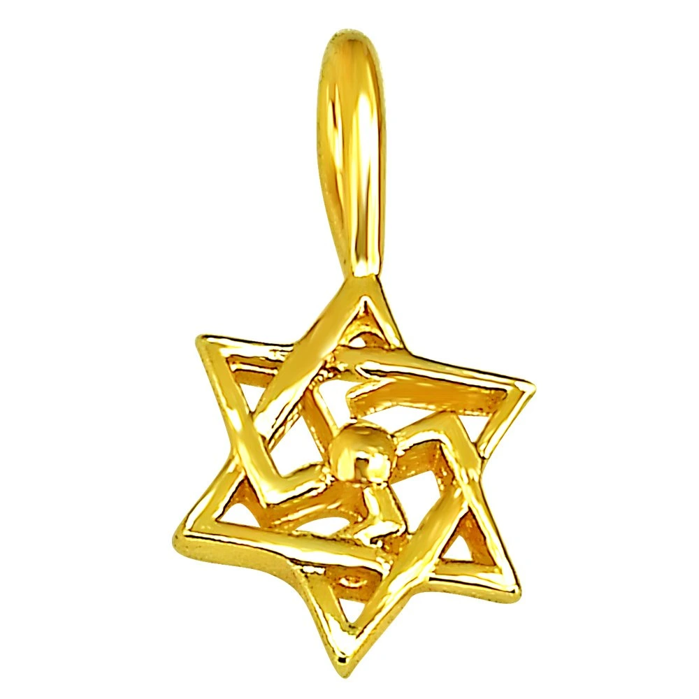 Swastik Shaped Gold Plated Sterling Silver Pendant with Gold Plated Chain for All (SDS193)