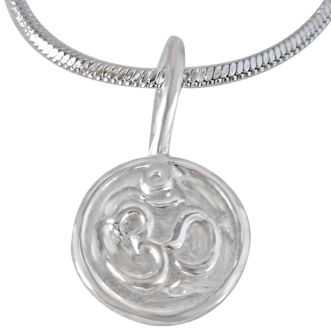 OM Pendant in Sterling Silver with Silver Finished Chain for Children (SDS200)