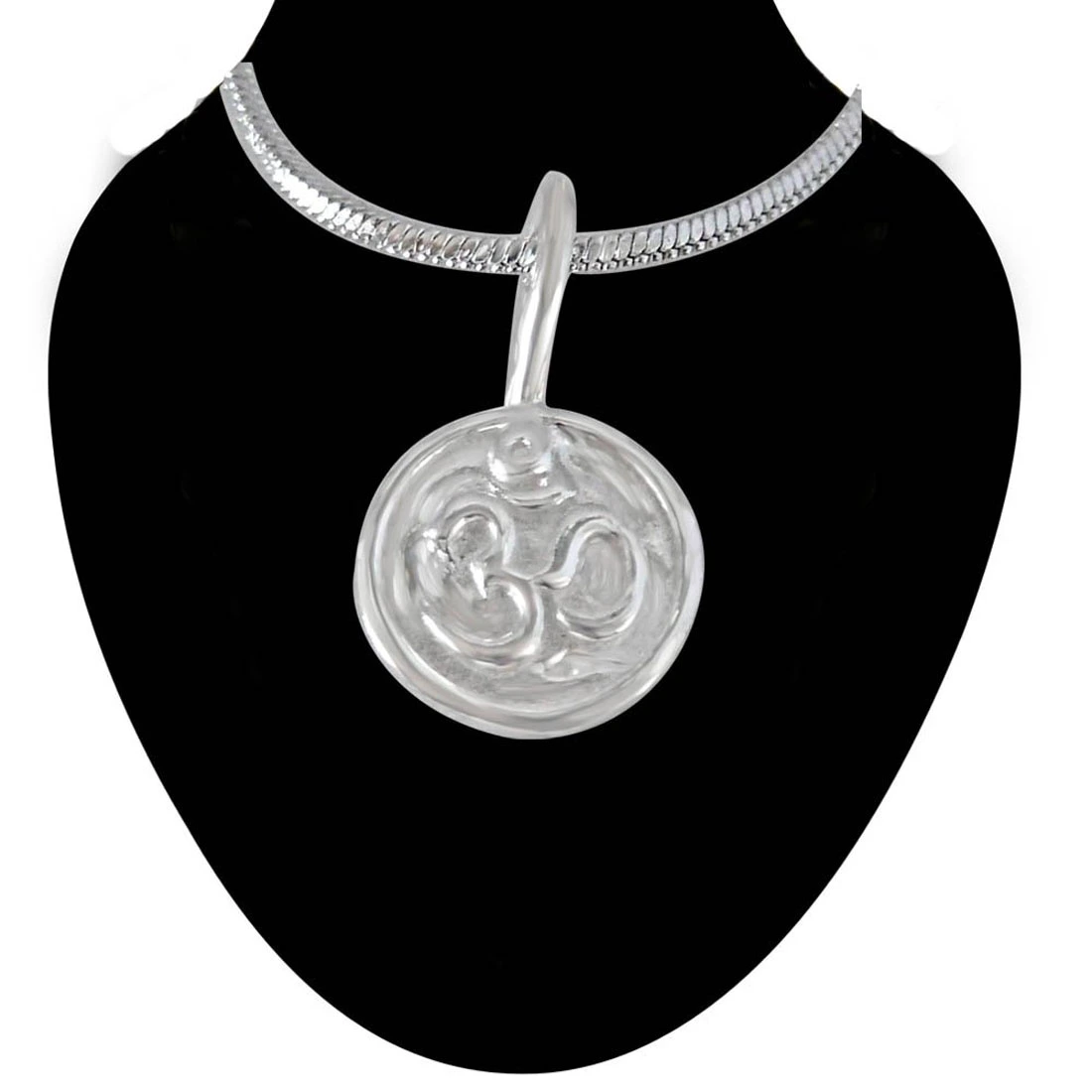 OM Pendant in Sterling Silver with Silver Finished Chain for Children (SDS200)