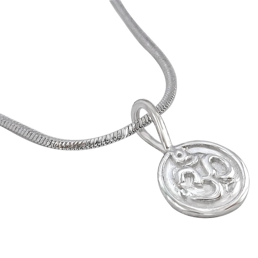 OM Pendant in Sterling Silver with Silver Finished Chain for Children (SDS200)