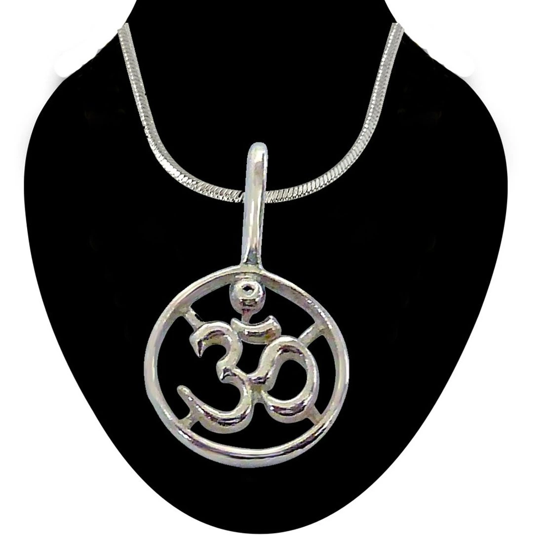 Delicate Religious OM Pendant in Sterling Silver with Silver Finished Chain for Children (SDS201)