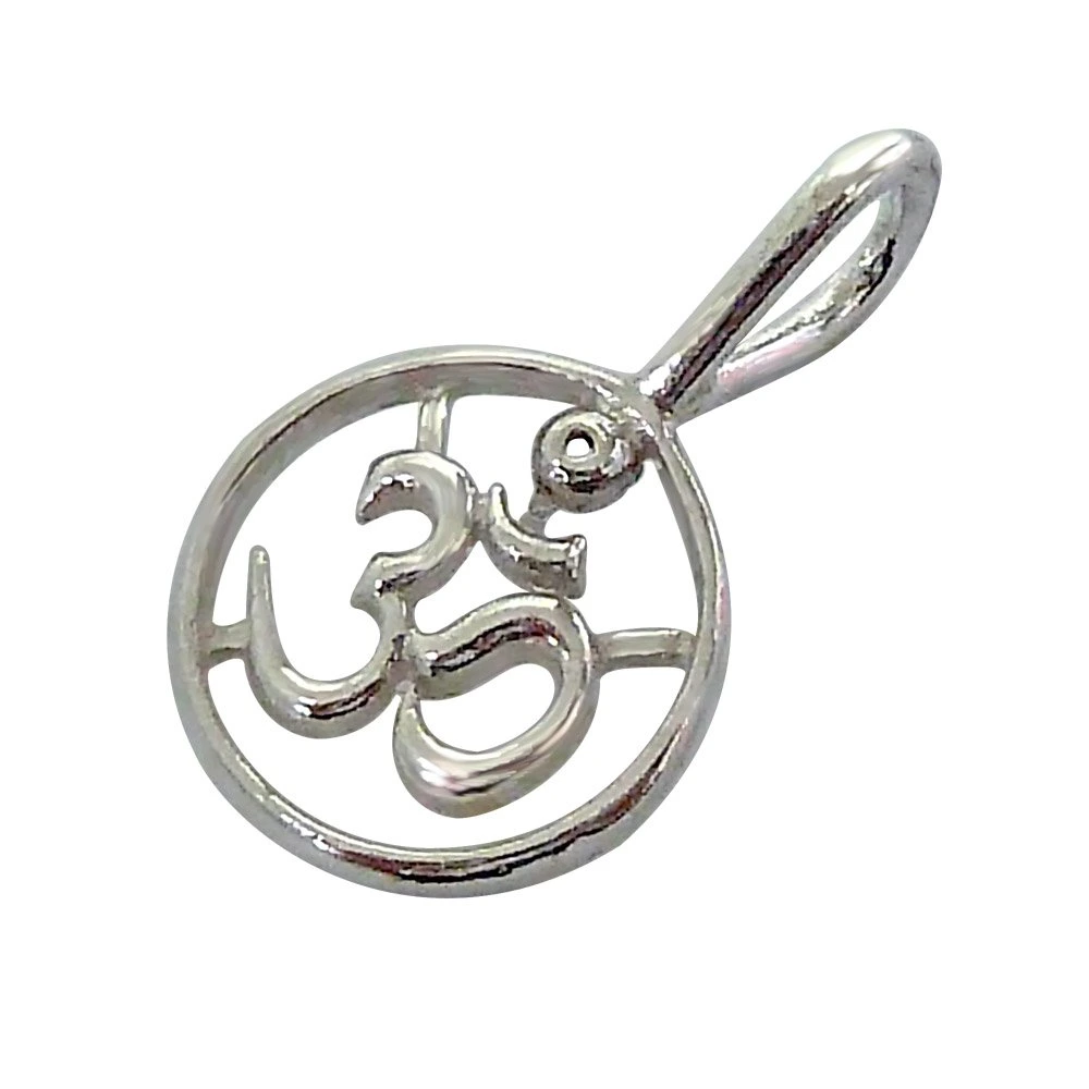 Delicate Religious OM Pendant in Sterling Silver with Silver Finished Chain for Children (SDS201)