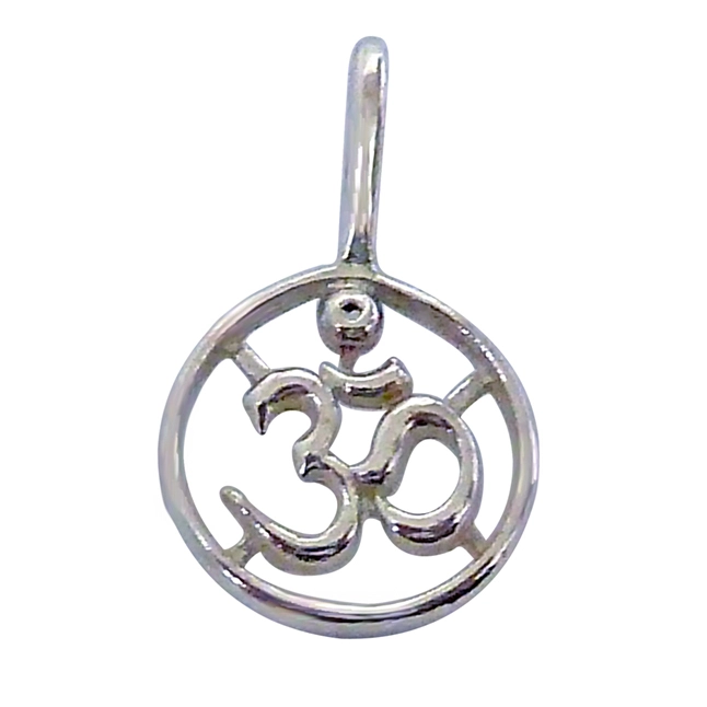 Delicate Religious OM Pendant in Sterling Silver with Silver Finished Chain for Children (SDS201)