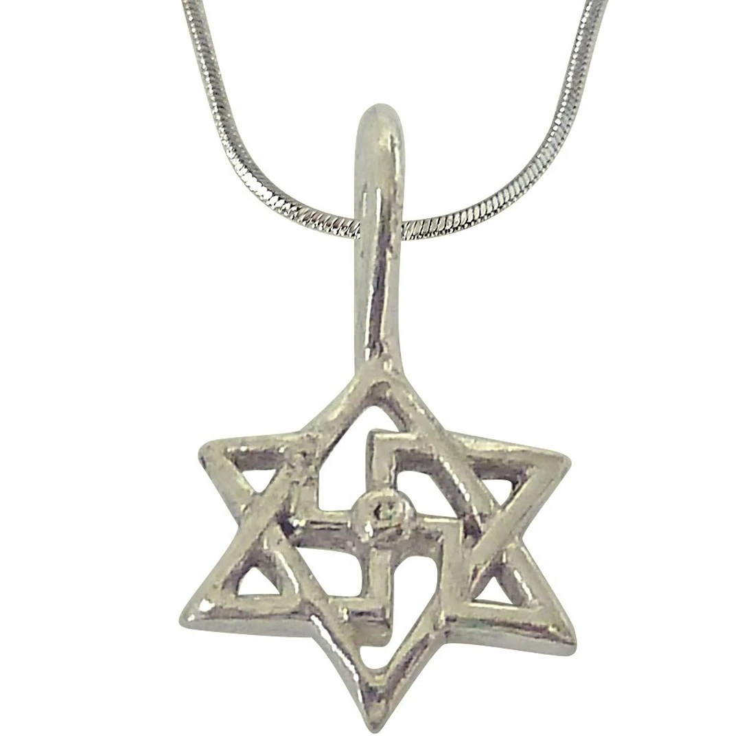 Swastik Pendant in Sterling Silver with Silver Finished Chain for Children (SDS202)