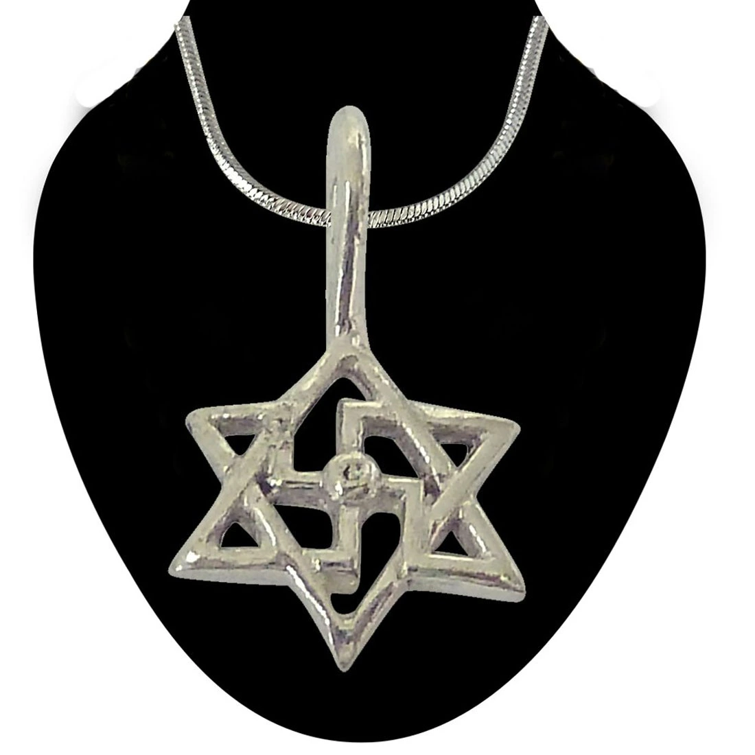 Swastik Pendant in Sterling Silver with Silver Finished Chain for Children (SDS202)