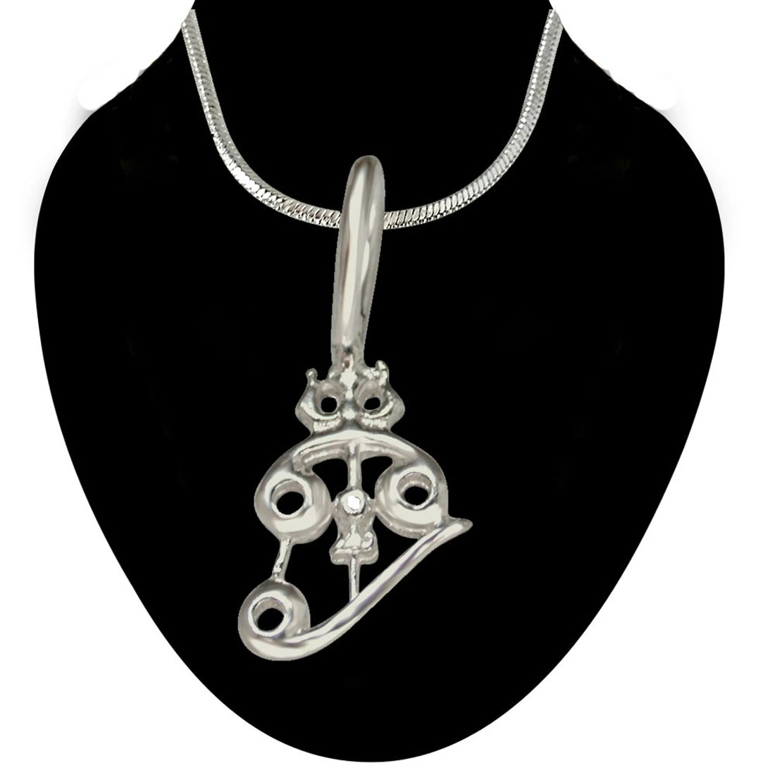 Shiv Trishul Pendant in Sterling Silver with Silver Finished Chain for Children (SDS203)