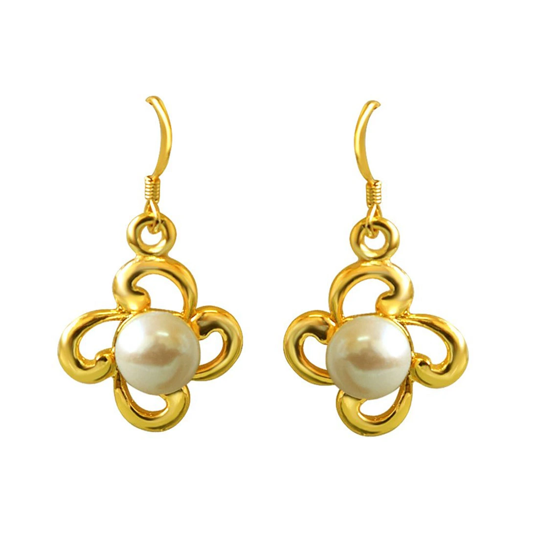 Trendy Button Pearl With Gold Plated Pendant with Chain & Matching Earring (SDS216)