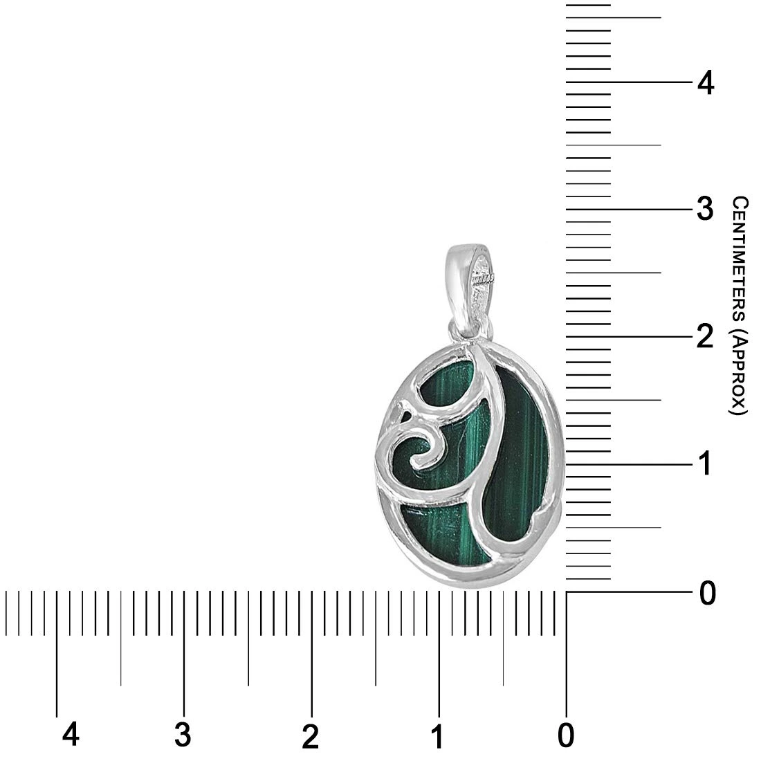 Green Oval Malachite & Silver Pendant with 18 IN Silver Finished chain (SDS230)