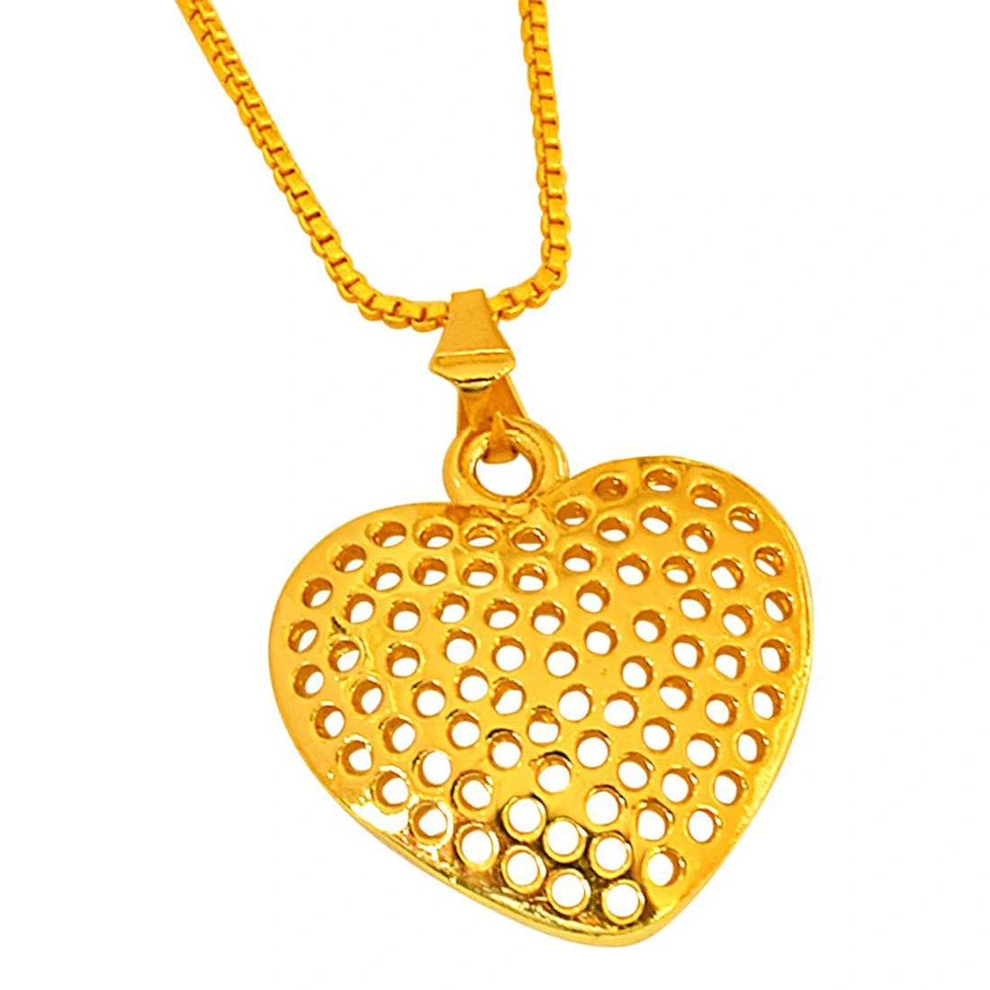 Heart Shaped Jali Style Gold Plated Pendant with 22 IN Chain for Your Love (SDS251)