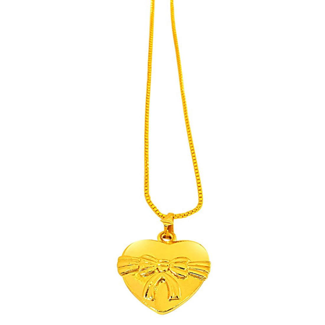 Lovely "Bow" Design on Gold Plated Heart Pendant with 22 IN Chain for Your Love (SDS252)