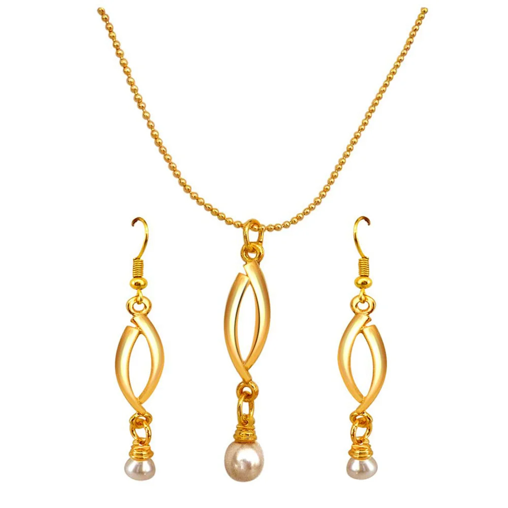 Shell Pearl Pendant & Earring & Chain Jewellery Set for Women (SDS265)