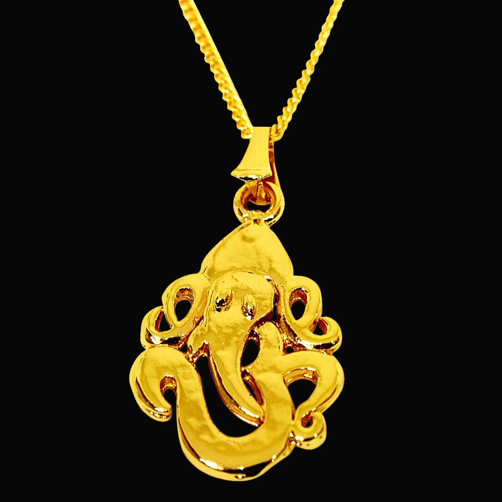 Divine Guardian: Ganpati Bappa Gold-Plated Blessing Pendant (SDS268)