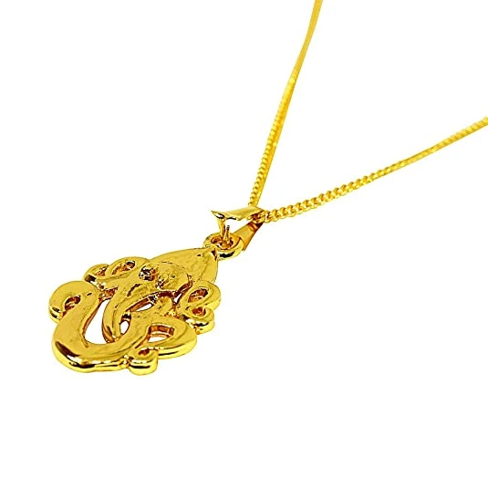 Ganpati Bappa Gold Plated Religious Pendant with Chain (SDS268)