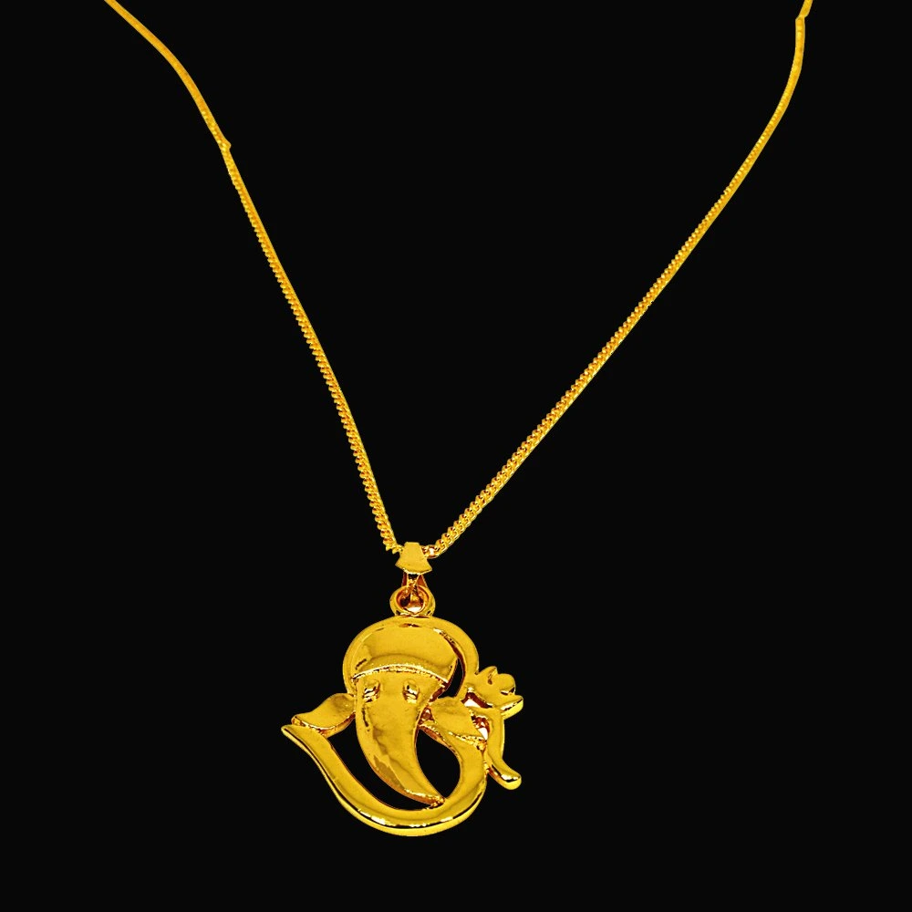 Om Ganeshaya Namah Gold Plated Religious Pendant with Chain (SDS269)