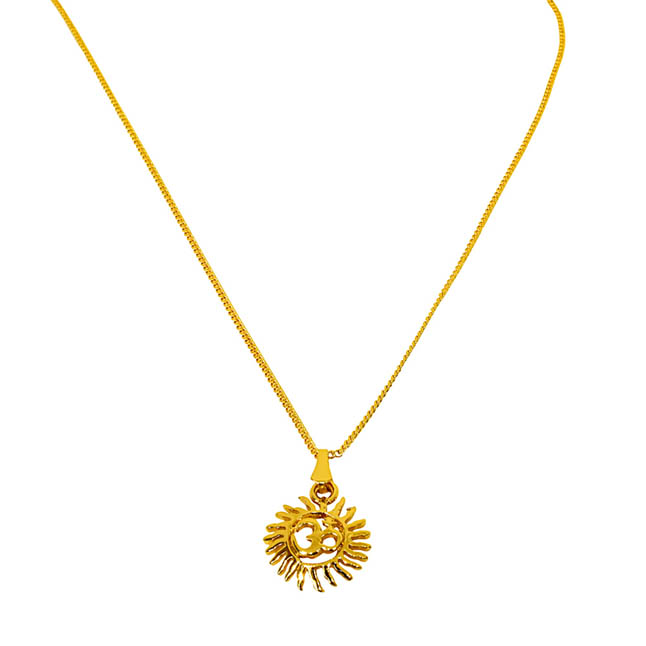 Sun Filled Rays Om Gold Plated Religious Pendant With Chain Sds270 - Om Gold Pendant Necklace Sun Filled Rays Om Gold Plated Religious Pendant With Chain Sds270 - Om Gold Pendant Necklace
