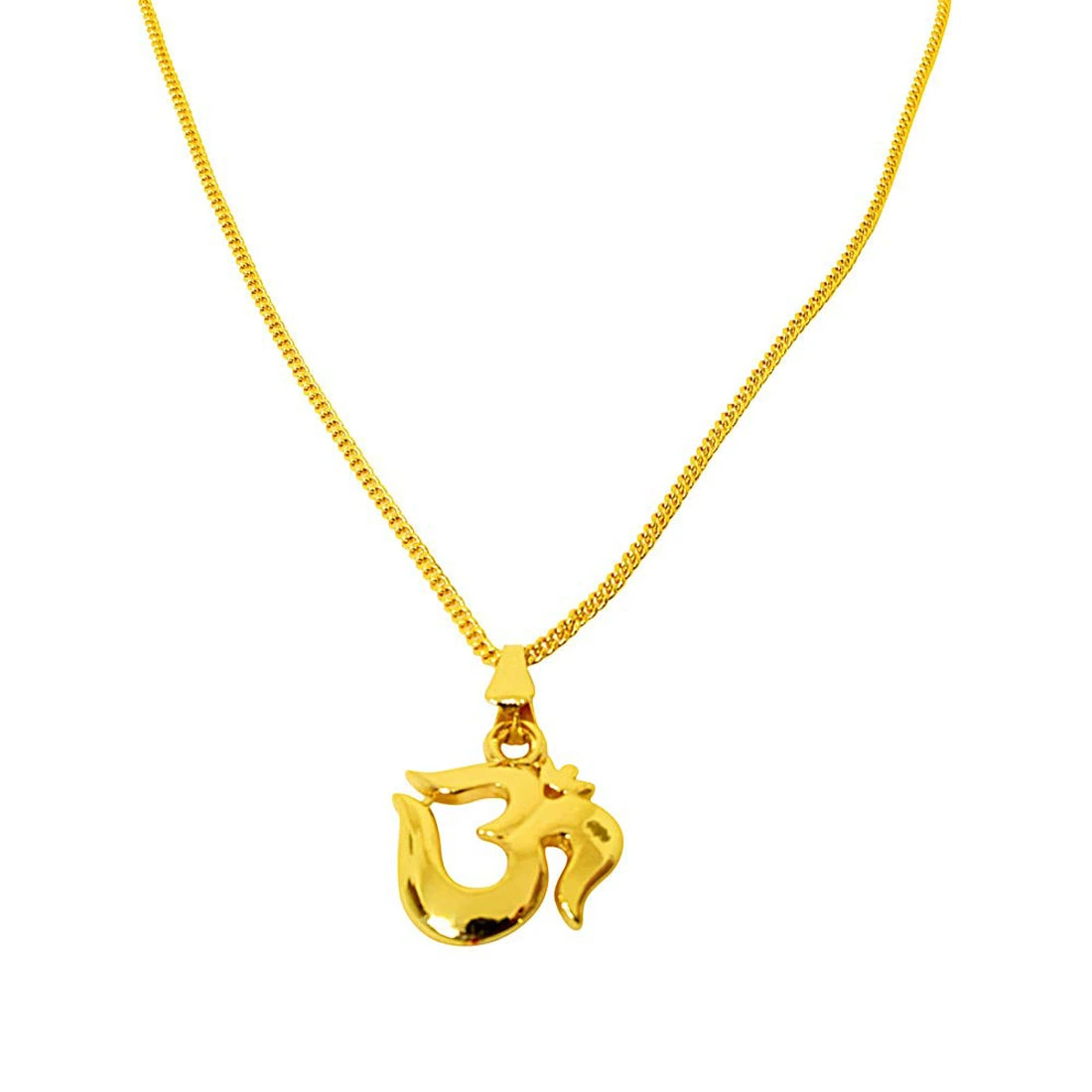 Om Religious Gold Plated Pendant with Chain (SDS271)