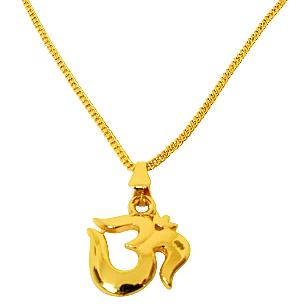 Om Religious Gold Plated Pendant with Chain (SDS271)