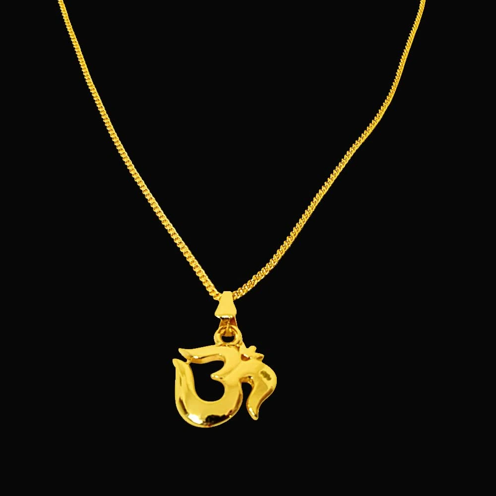 Om Religious Gold Plated Pendant with Chain (SDS271)