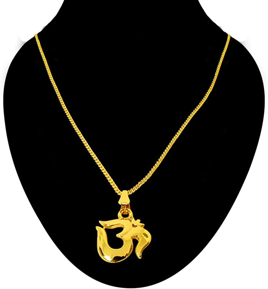 Om Religious Gold Plated Pendant with Chain (SDS271)