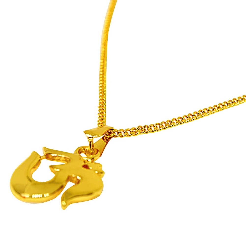 Om Religious Gold Plated Pendant with Chain (SDS271)