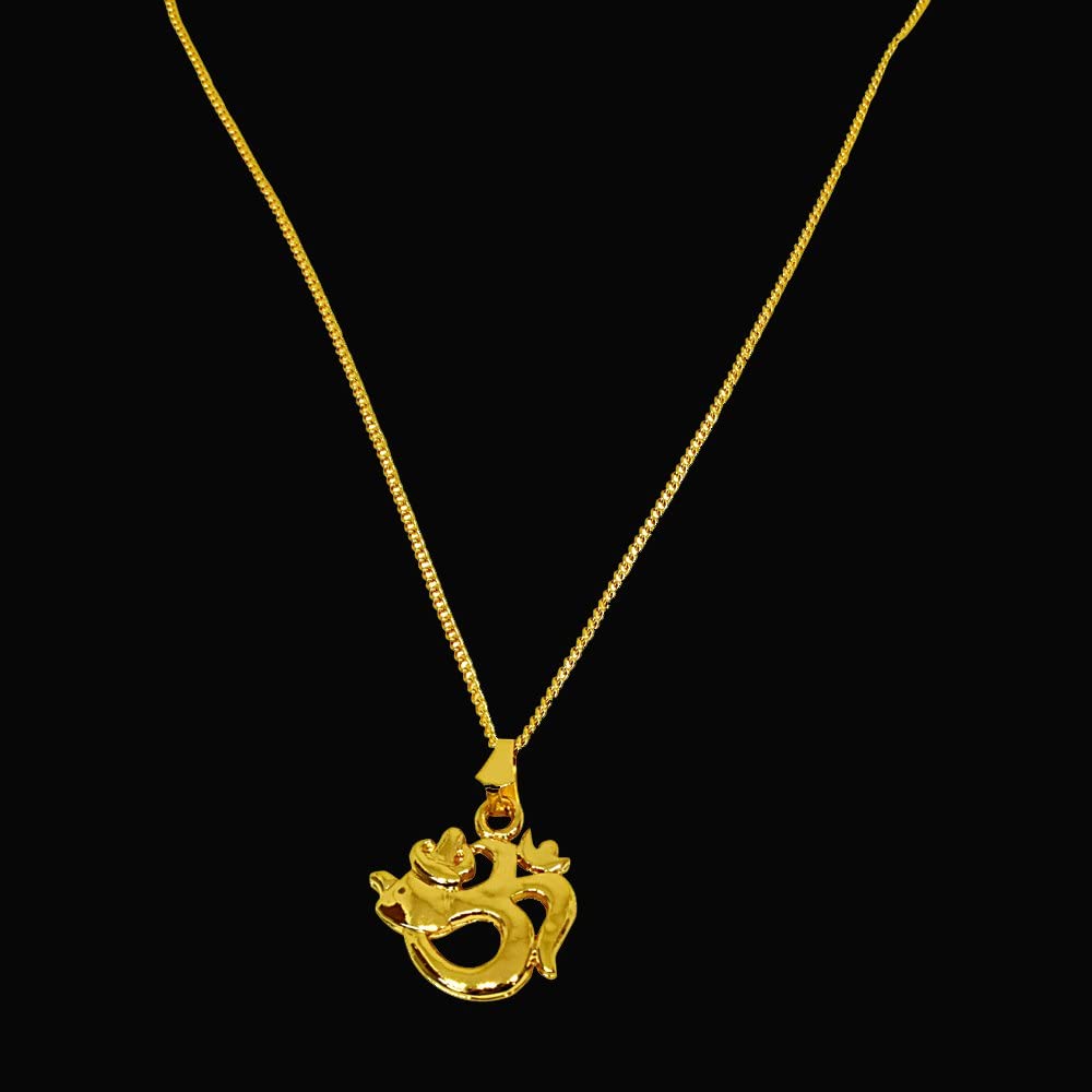 Peaceful Om Gold Plated Religious Pendant with Chain (SDS272)