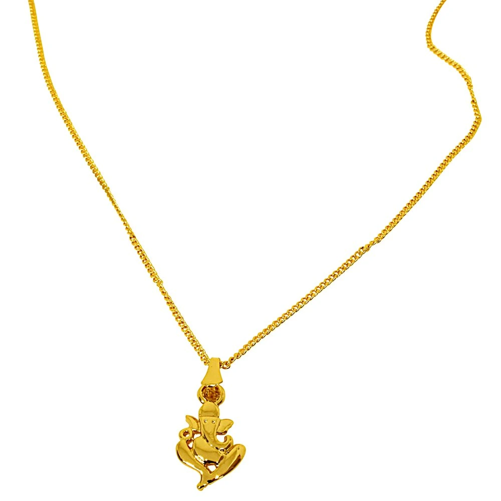 Ganapati Religious Gold Plated Pendant with Chain (SDS273)