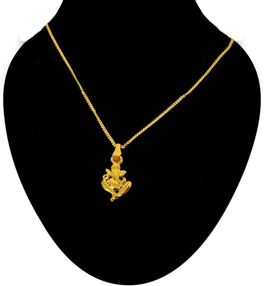 Ganapati Religious Gold Plated Pendant with Chain (SDS273)