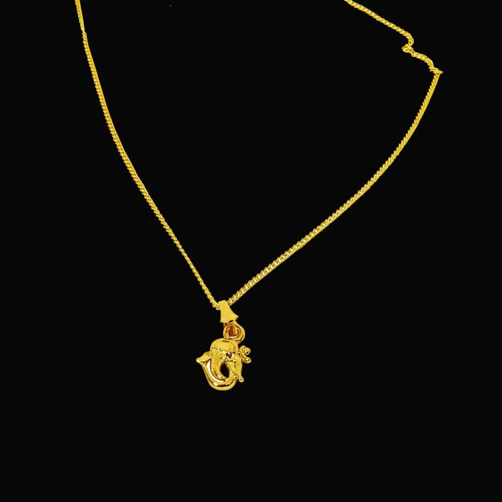 Mini Ganpati Gold Plated Religious Pendant with Chain (SDS274)