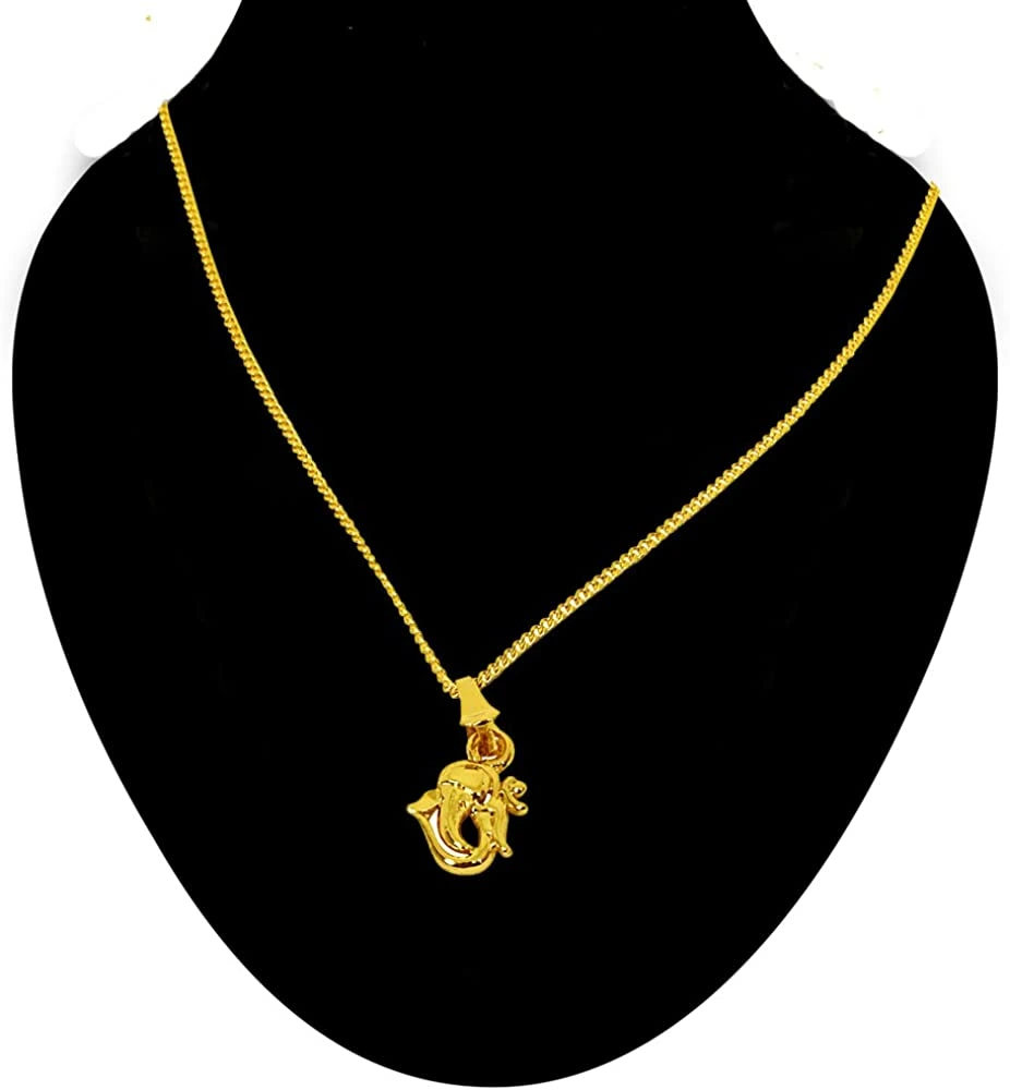 Mini Ganpati Gold Plated Religious Pendant with Chain (SDS274)